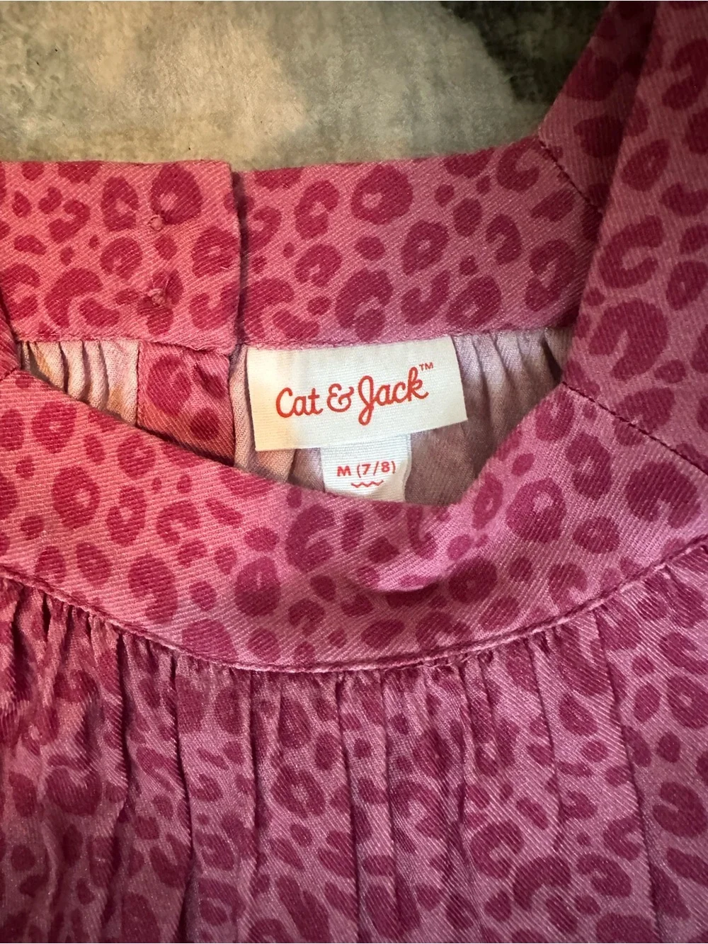 Cat & Jack Pink Leopard Print Square Neck Dress